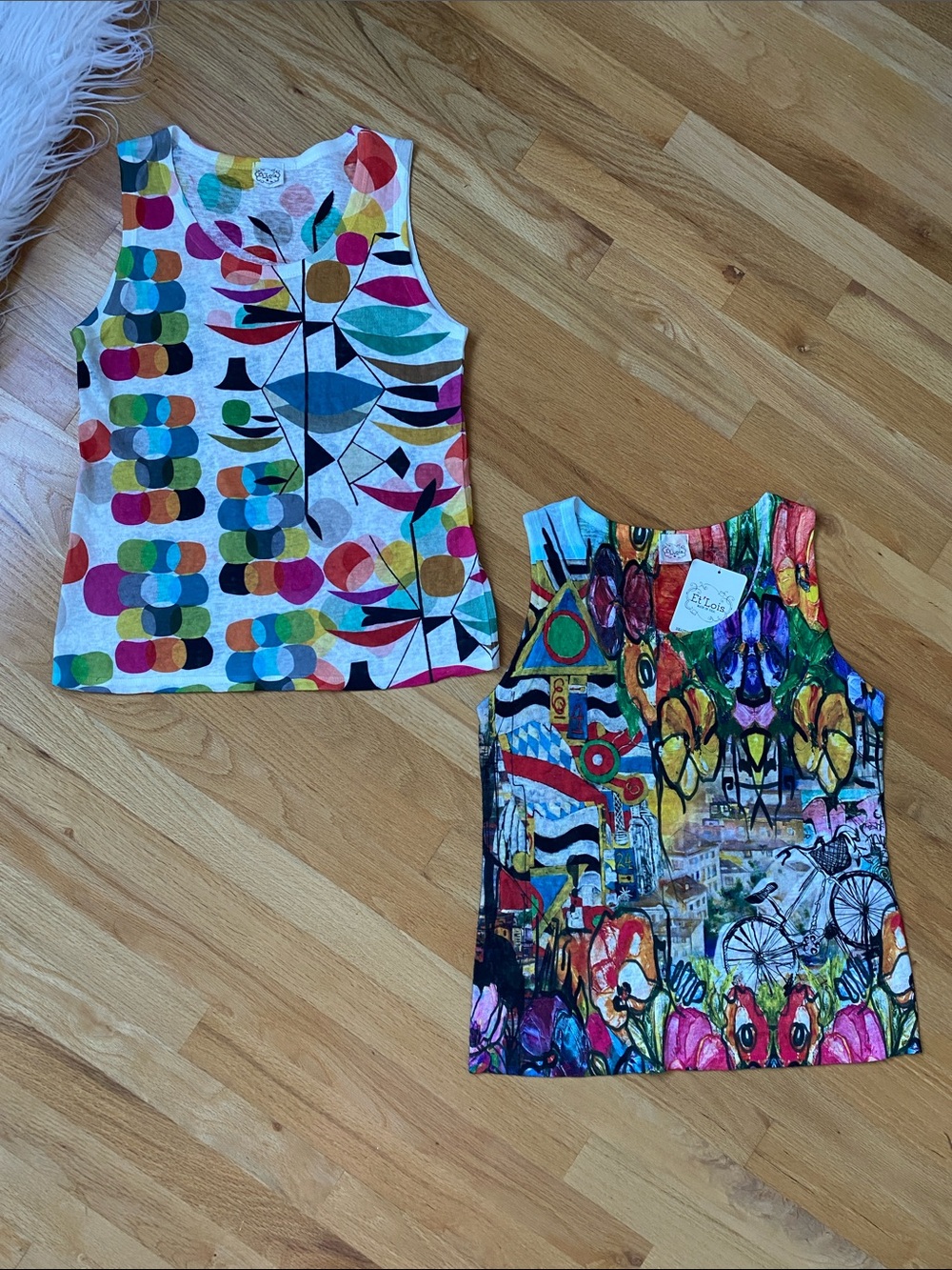 ET LOIS Women's Multicolor Graphic Tank Tops Vibrant Printed Sleeveless Tee USA